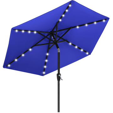 Solar Led Patio Umbrella with 24 Lights 7.5FT(Royal Blue)