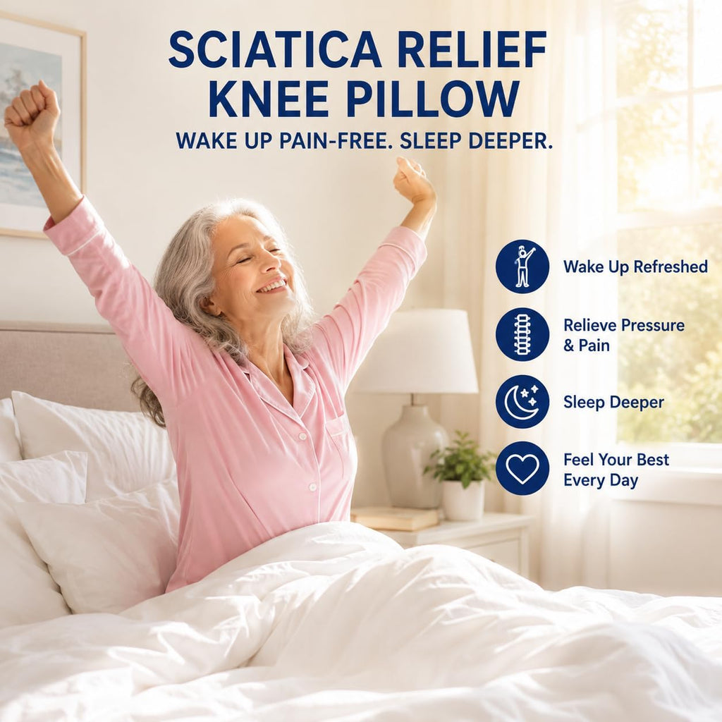 Knee & Leg Pillow for Side Sleepers | Memory Foam, Hip Alignment & Spine Support, No-Slip Elastic Leg Strap