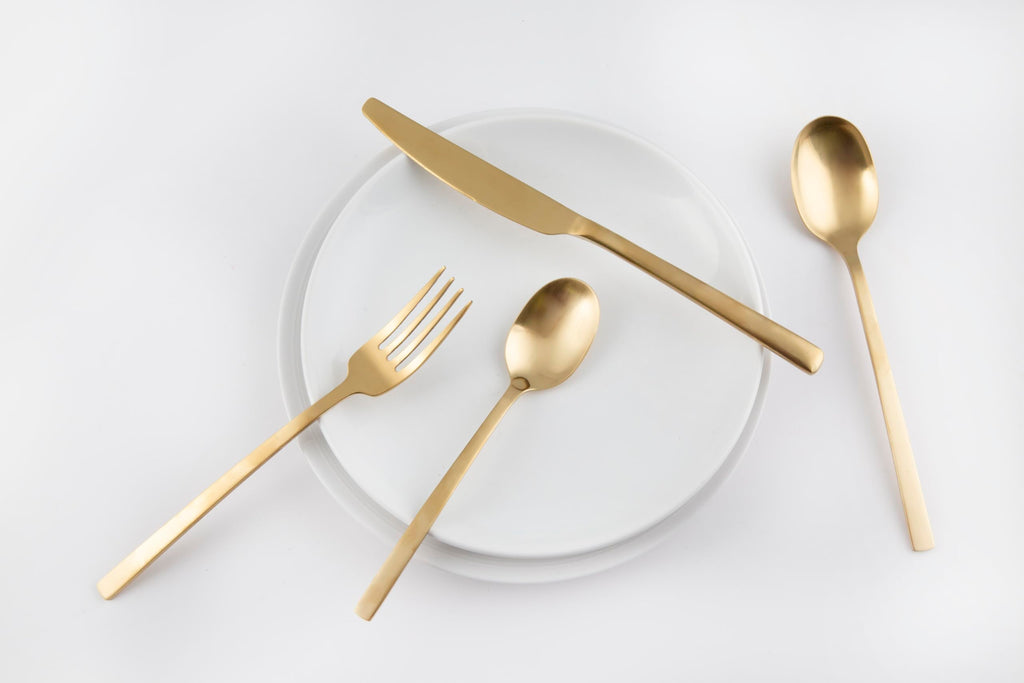 Beacon Gold Satin 16-Piece Silverware Set for 4, Flatware