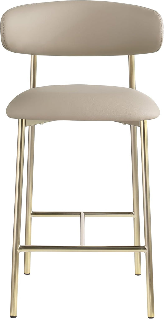 995Taupe-C Lupita Collection Modern | Contemporary Counter Stool with Soft Taupe Vegan Leather, Brushed Gold Metal