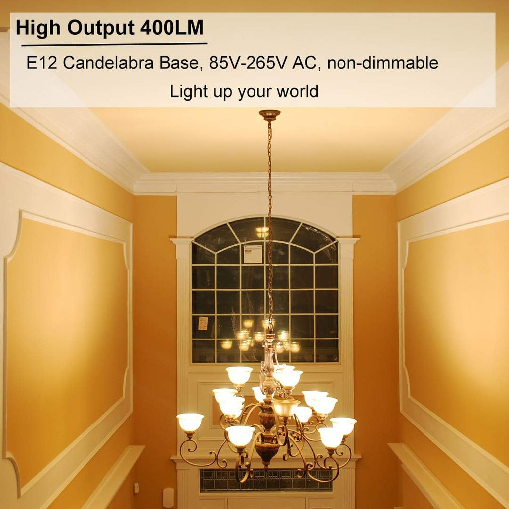 E12 LED Candelabra Bulb 4W 3000K Warm White for Ceiling Fan Light