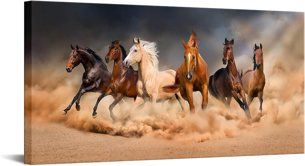 Large Horse Wall Art Running Horses Picture Prints on Canvas Modern Home Office Decoration Ready to Hang - 24"x48"