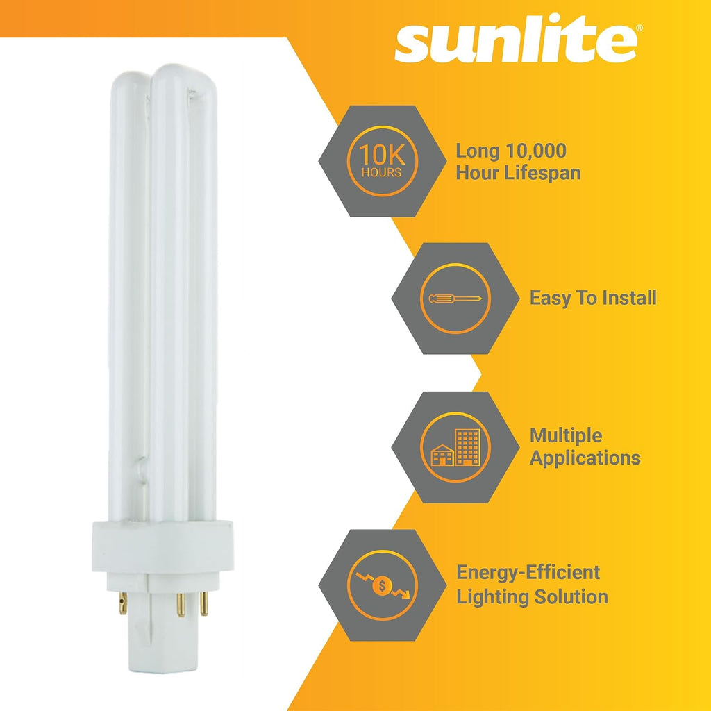 Compact Fluorescent PLD 4-Pin Double U-Shaped Twin Tube, 13 Watts, 120 Volts, 780 Lumens, 2700K Soft