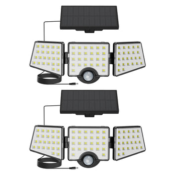 Solar Lights for Outside, Motion Activated Security Lights, Separate Solar Panel, 3 Adjustable Head 270° Wide