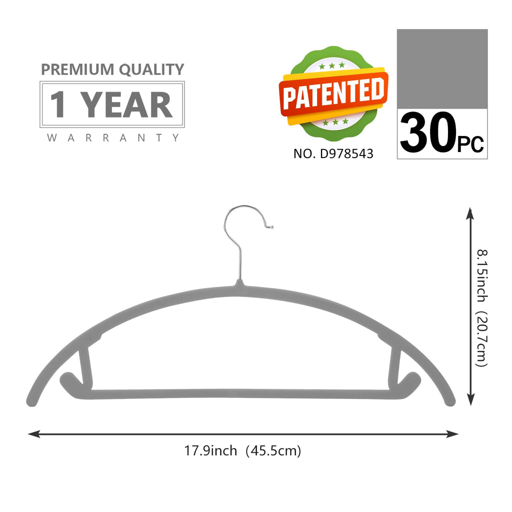 Velvet Hangers 30 Pack, Patented Rounded Shoulder Sweater Hangers