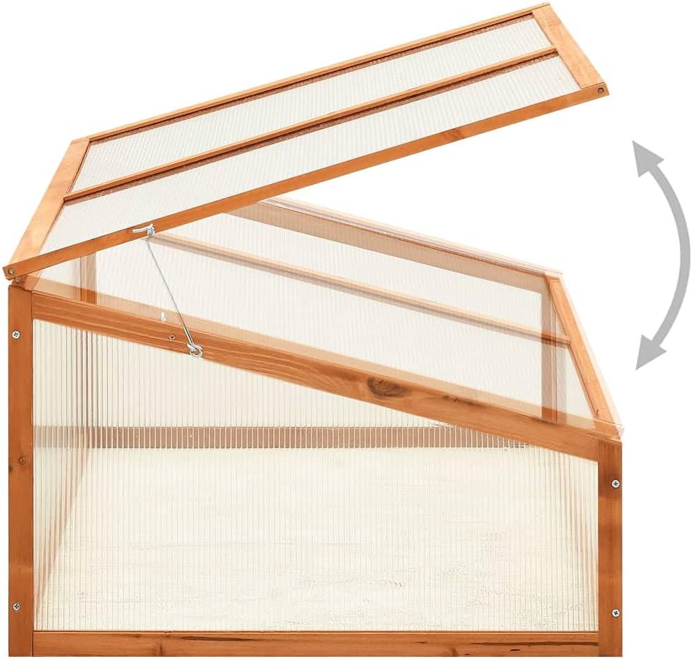 Wooden Greenhouse 39.4"x25.6"x15.7" Solid Firwood Cold Frame for Outdoor Garden Plants and Herbs, Raised Planter