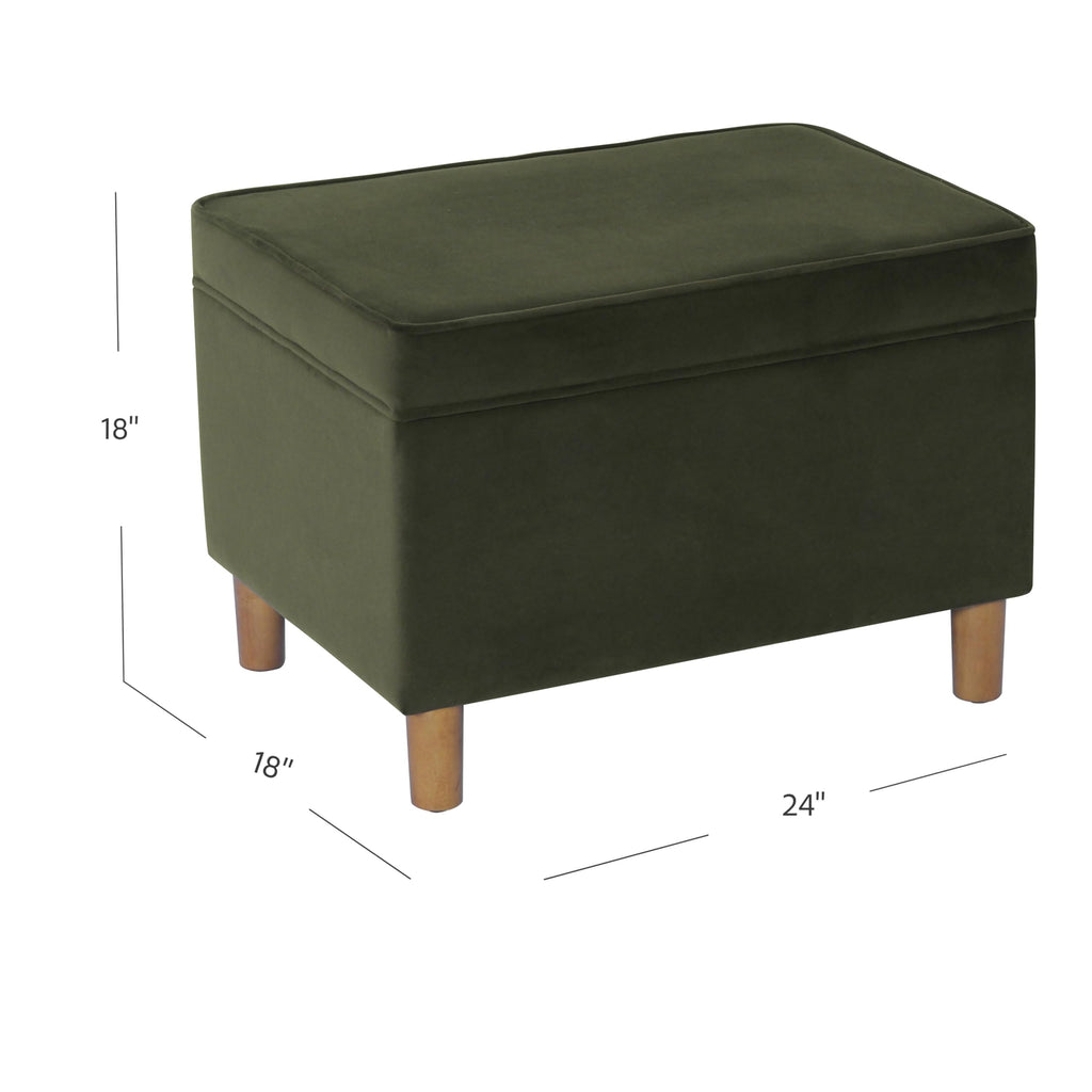 24" Dinah Collection Storage Ottoman - Loden Green Velvet