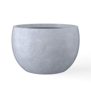 Accent Round Bowl Blue Gray Concrete Planter 15.7" Dia, Outdoor