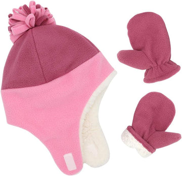 Baby Boy Sherpa Hats and Mittens Set Toddler Gloves Warm Fleece Winter Hat Baby Girl