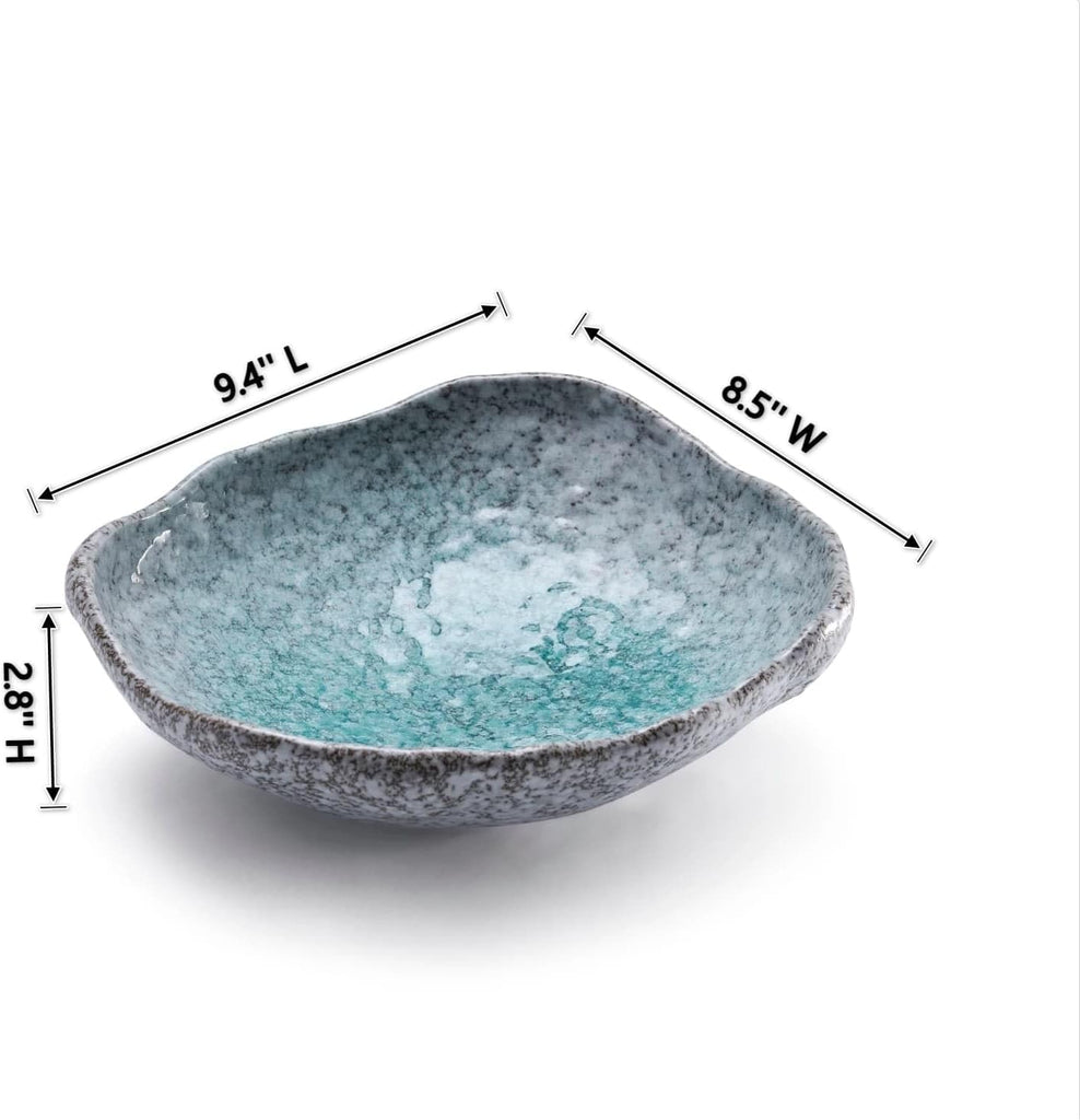 Ceramic Decorative Dish, 10 inch Dark Blue | Irregular-Edge Stoneware, Centerpiece Dish, Handcrafted, Multi-Purpose