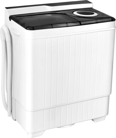 Washing Machine Semi-automatic, Twin Tub Washer with Spin Dryer, 26lbs Capacity, Built-in Drain Pump, Portable Laundry