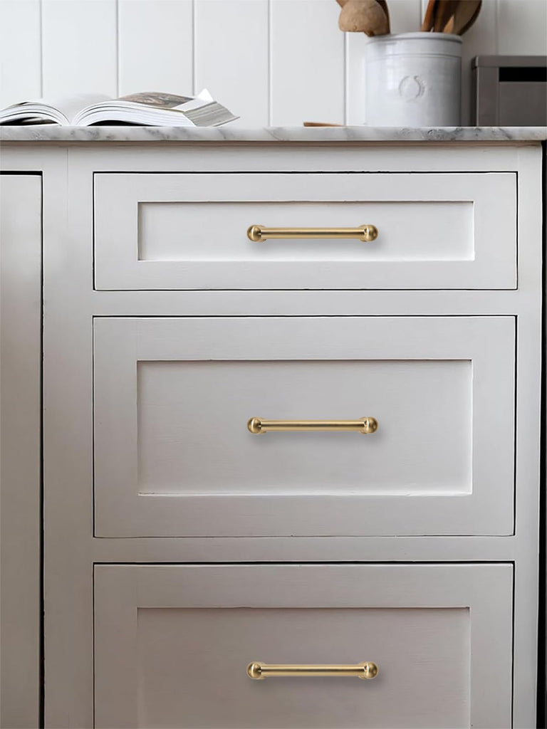 10 Pack 5 Inch Hole Center Champagne Bronze Cabinet pulls 100% Solid Heavy Duty Warm Brass Dresser Pulls Cabinet
