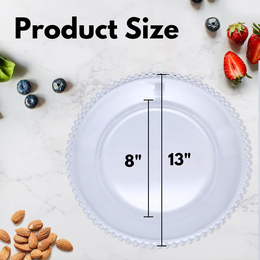 Clear Acrylic Charger Plates 13", Set 10PCS Round Table Charger Plates Decoration Wedding, Party, Event(Acrylic Bead