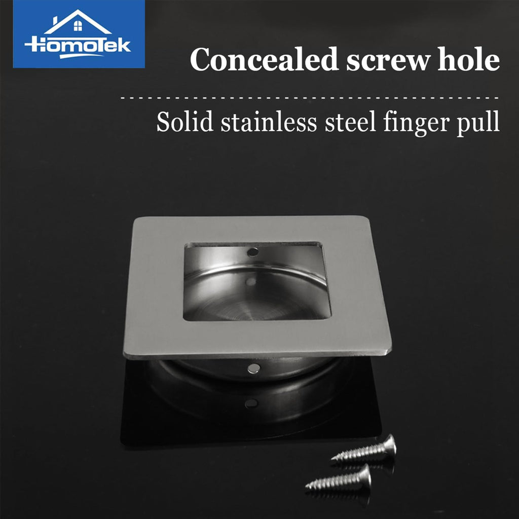 Square Recessed Sliding Closet Door Finger Pulls, Inner Diameter 2-1/8 Inch(54mm), Flush Handles for Pocket, Barn