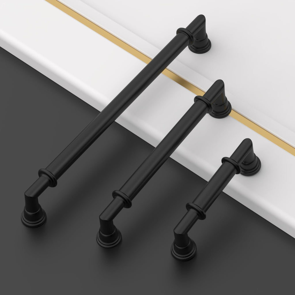 2 Pack 4 Inch(102mm) Matte Black Cabinet Pulls Heavy-Duty Solid Kitchen Cabinet Handles Black Drawer Hardware s