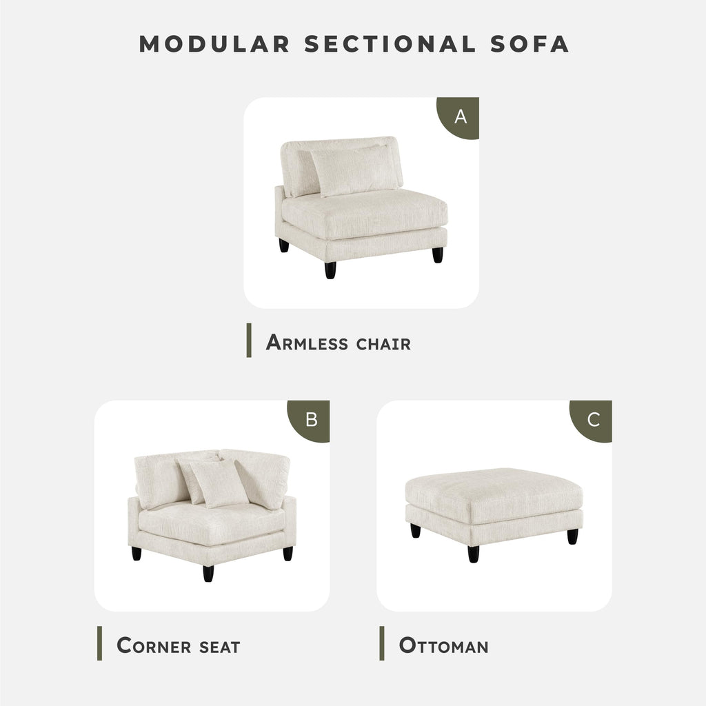 Modern Ottoman, Foot Stools, Living Room Foot Rest, Module for Sectional Sofa, 40" Microfiber Upholstery Square