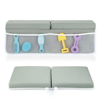 Baby Bath Kneeler & Elbow Rest Pad, Comfortable Non-Slip Kneeling Mat Cushion with Toy Organizer Storage Pockets