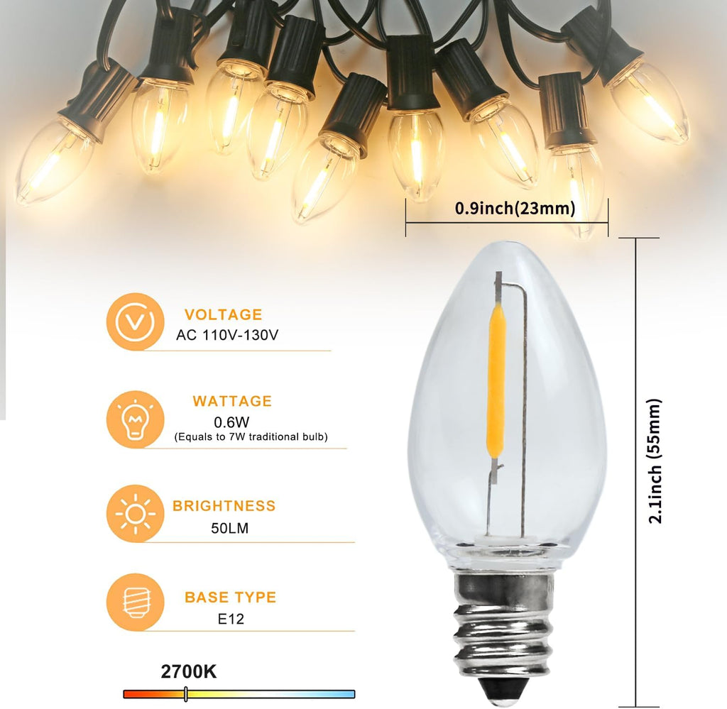 6Pack Shatter Resistant C7 LED Night Light Bulbs, E12 LED Bulb