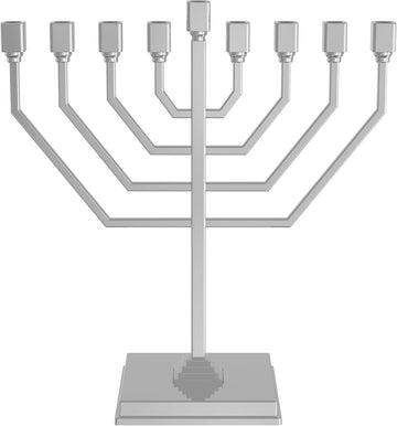Zion Judaica Silver Hanukkah Candleholder Modern Traditional Angled Branch High Polish Electroplated Finish 9" x