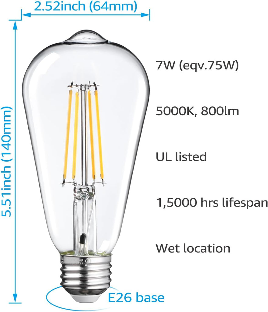 Dusk to Dawn ST19 LED Light Bulbs Outdoor, 2700K