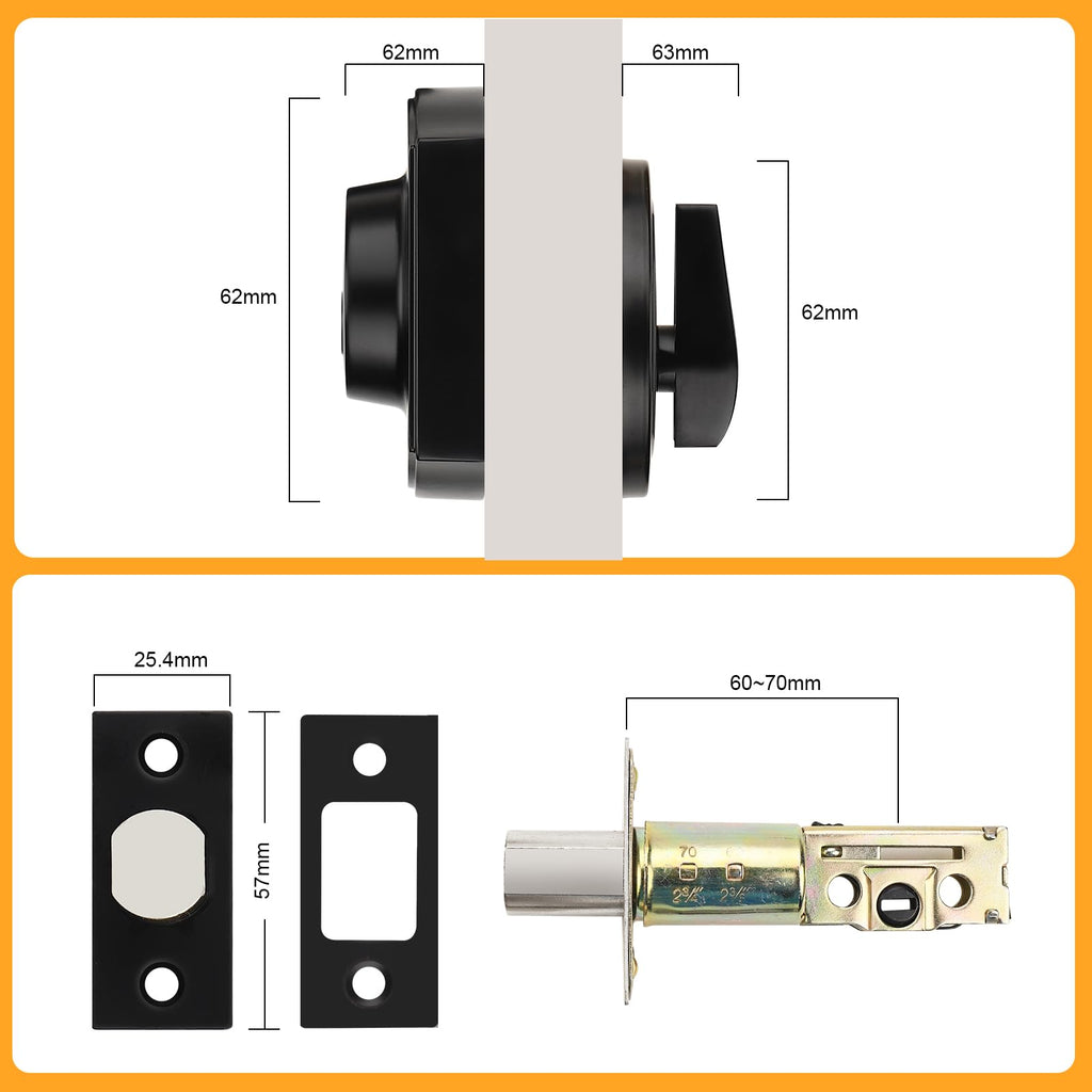 Front Door Lock Set Black Front Door Handle Set, Entry Door Locksets with Deadbolt Single Cylinder Front Door Handle