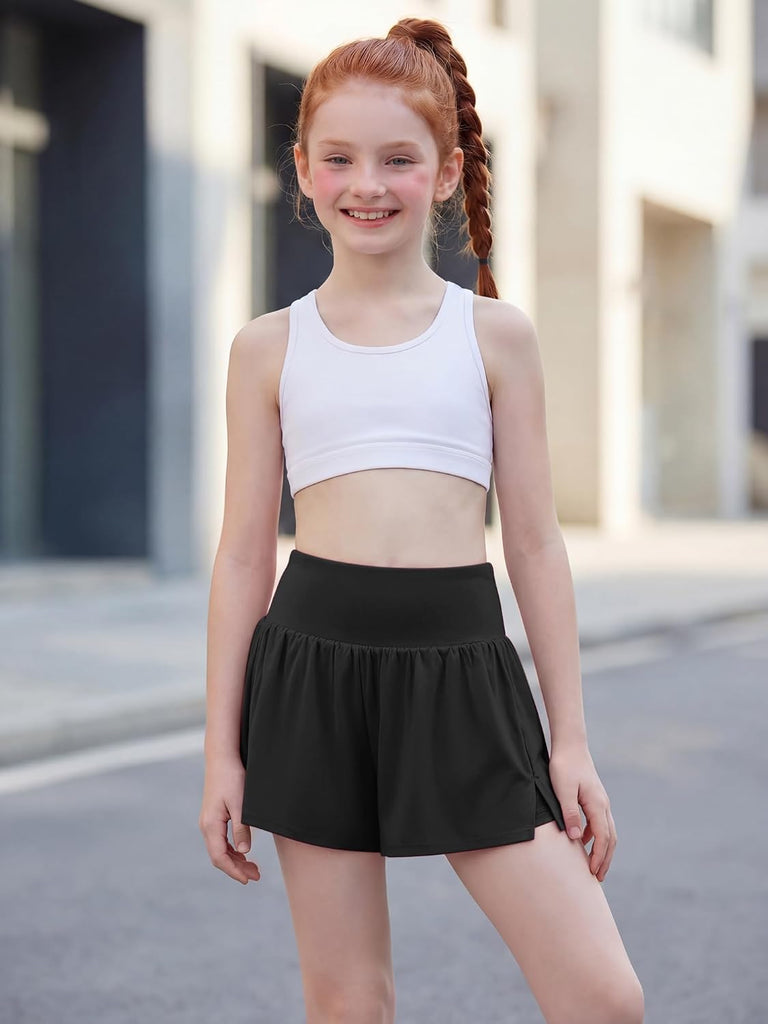 Girls Athletic Shorts Flowy Running Butterfly Short with Pockets