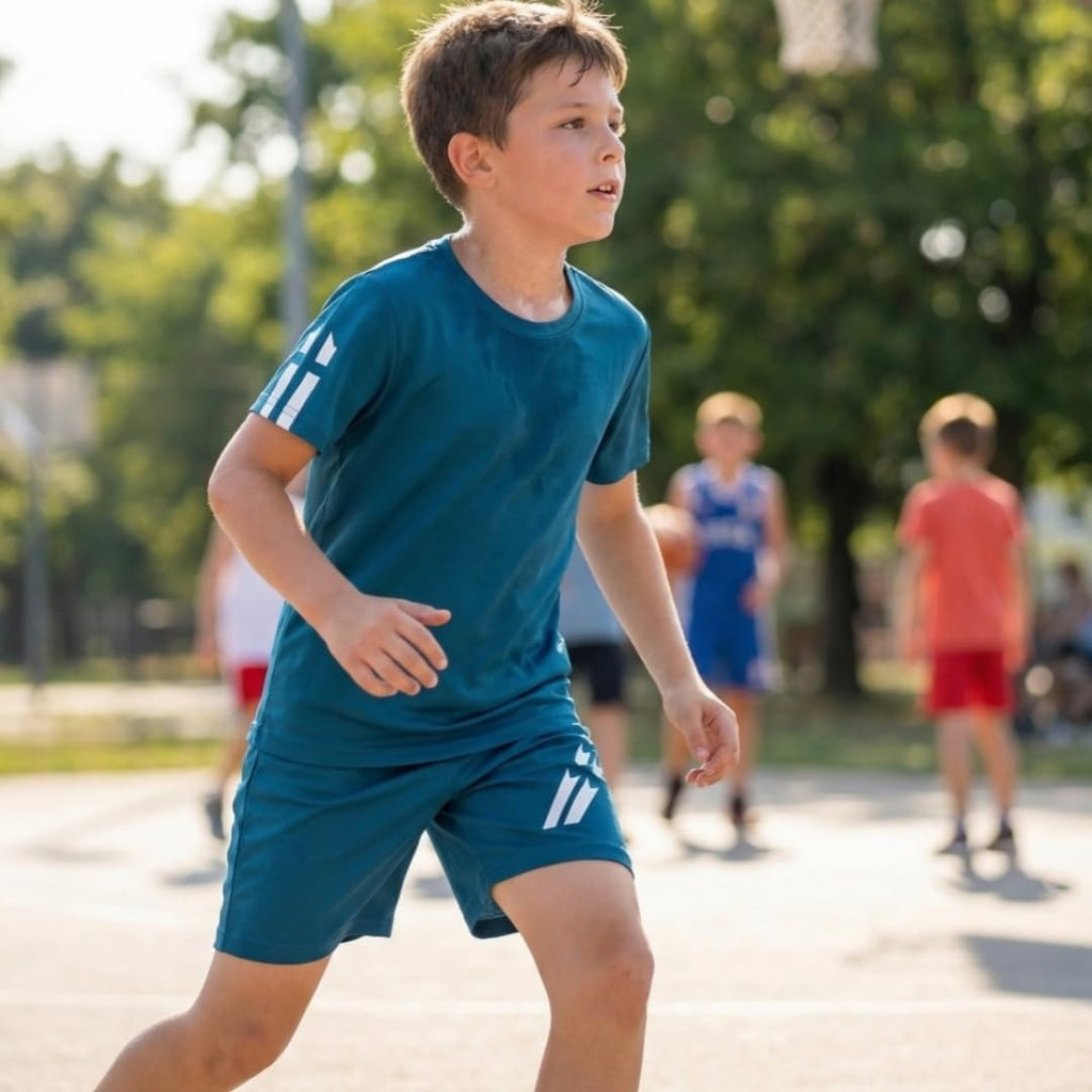 Toddler Boys Summer Active Clothes Athletic Short Sleeve Shirt Quick Dry Mesh Shorts Set Kids Sports Outfit