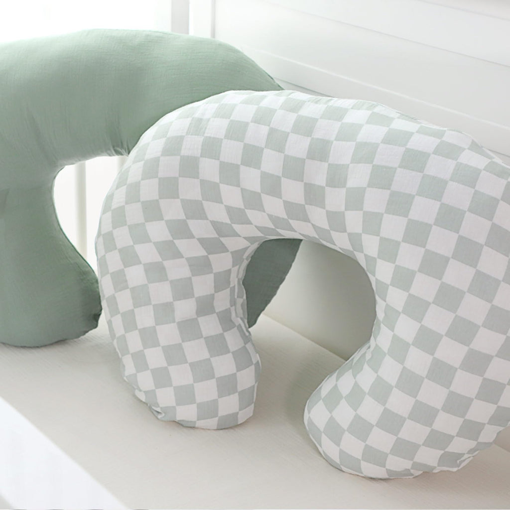 Muslin Nursing Pillow Cover 2 Pack, Removable Nursing Cover for Breastfeeding Pillows, Ultra Soft Comfortable