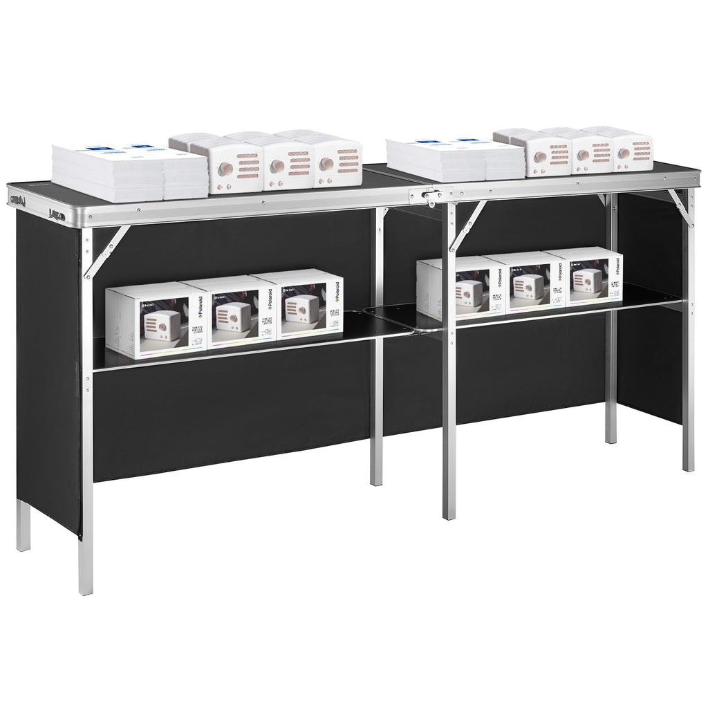 Extra Long Folding Portable Bar Tradeshow Podium Table for Indoor, Outdoor, Party, Picnic, Exhibition, Includes