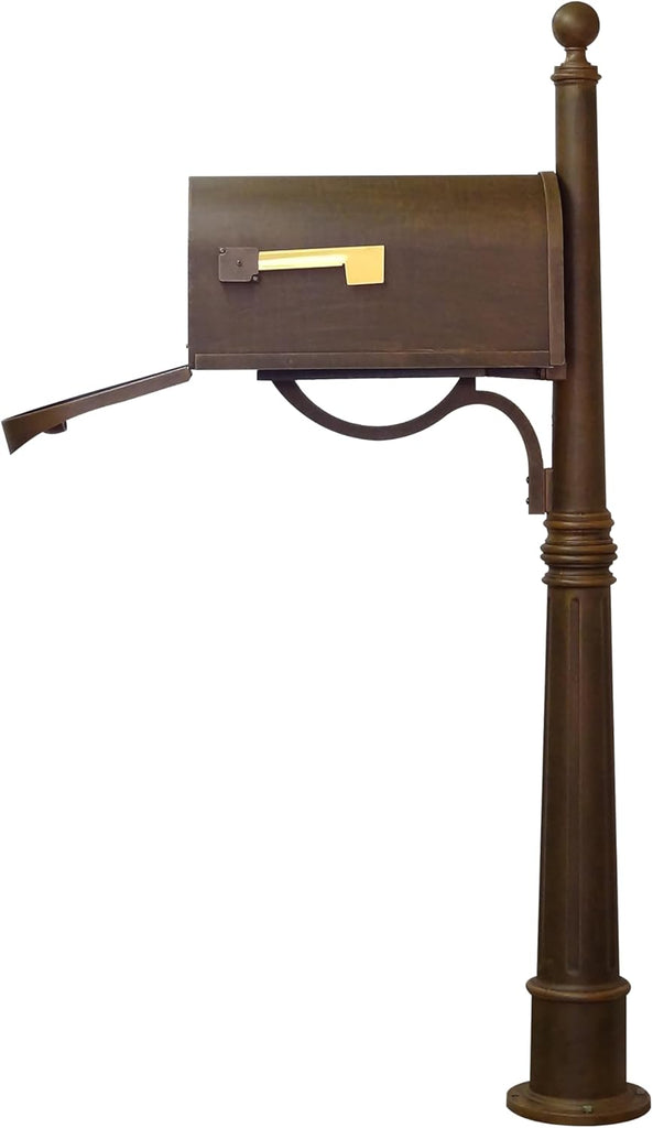 Classic Curbside Mailbox with Aluminum Post - Copper Mailbox with Ashland Post