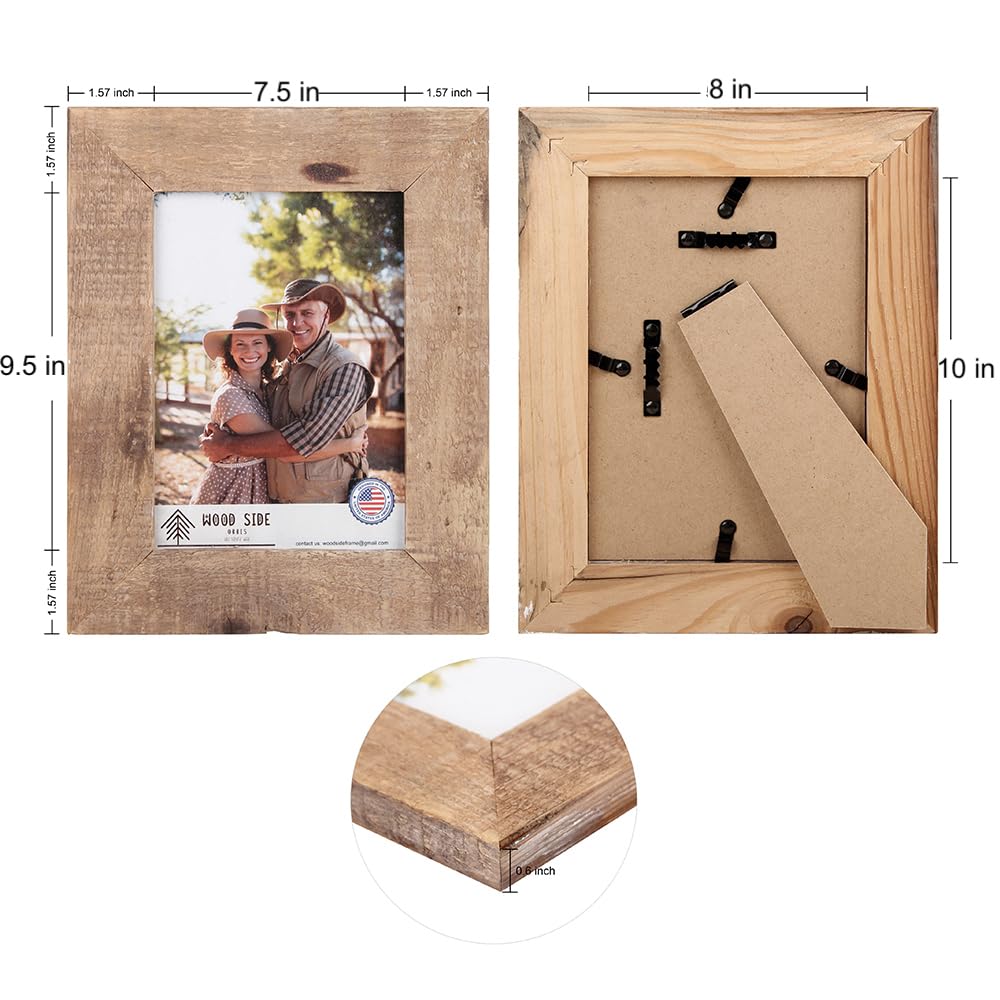 Rustic Barnwood Picture Frames 8x10 - Set of 2 - Natural Reclaimed Wood Real Glass - Wall and Tabletop - Farmhouse