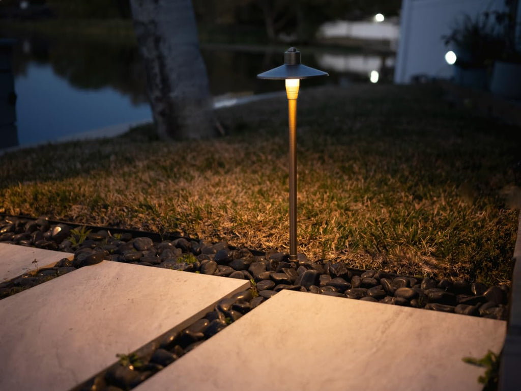 G2 12V Brass Path Light (24" Tall) & 3W 2700K G4 LED Bulb