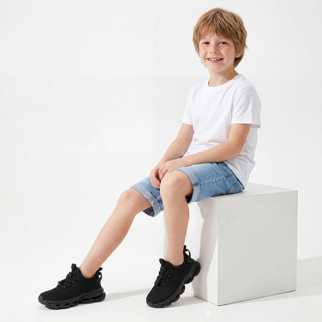 Kids Shoes Boys Girls Tennis Shoes Lightweight Sports Kids Sneakers Slip on with Bungee Lace for Running/Walking