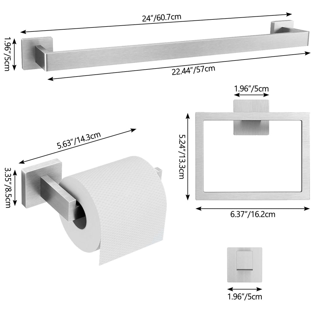 20-Piece Bathroom Hardware Set Brushed Nickel 24 Inch Towel Bar Set