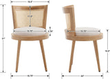 Modern Farmhouse Rattan Dining Chairs Set of 4, Natural Wood Kitchen Chairs with Beige Linen Upholstery and Cane Back for Dining Room