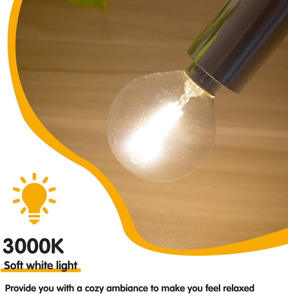 Vintage E12 LED Ceiling Fan Bulb Dimmable, 2W Globe G16.5 LED Chandelier Bulb, 25Watt Incandescent Bulb Equivalent