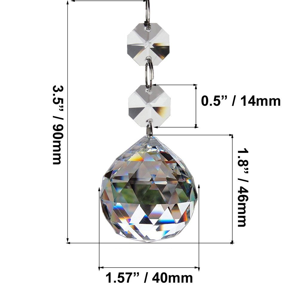 20pcs Crystal Glass Ball Chandelier Prisms Pendants Parts Beads (40mm, Clear)