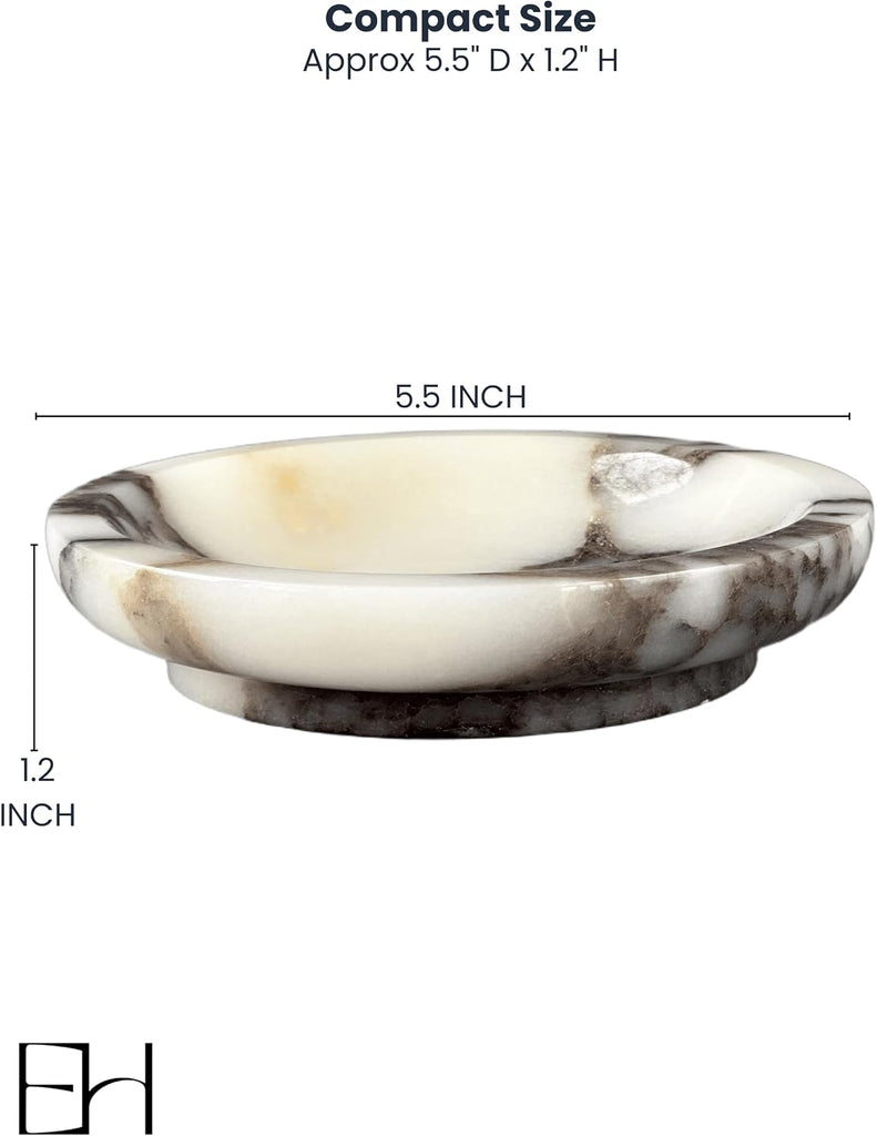 Marble Jewelry Dish 5.5 Inch Round Stone Ring Key Tray