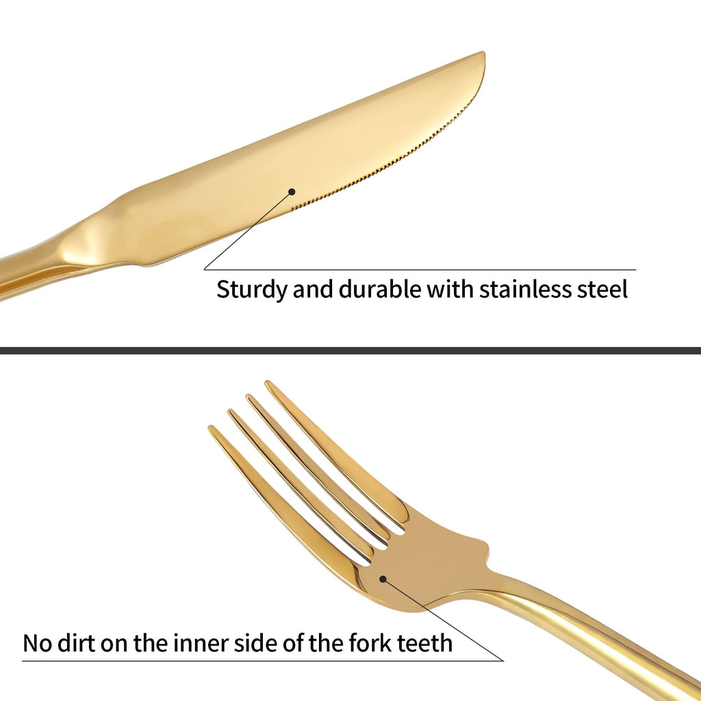 Gold Silverware Set with Hexagon Handle 30 Pieces Service for 6