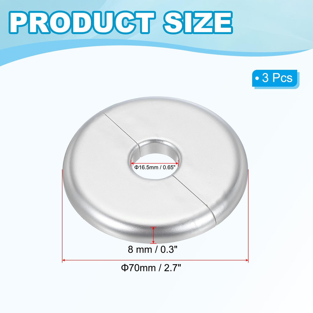Wall Split Flange 0.65"/16.5mm, 3Pcs ABS Round Self-Adhesive Escutcheon Plate Cover Buckle for Water Pipe Faucet