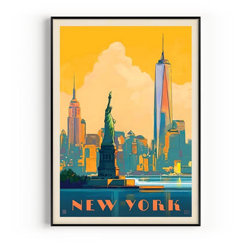 York Vintage Travel Poster, Premium Giclee Fine Prints - Modern Aesthetic Wall Decoration, Eclectic Trendy Boho