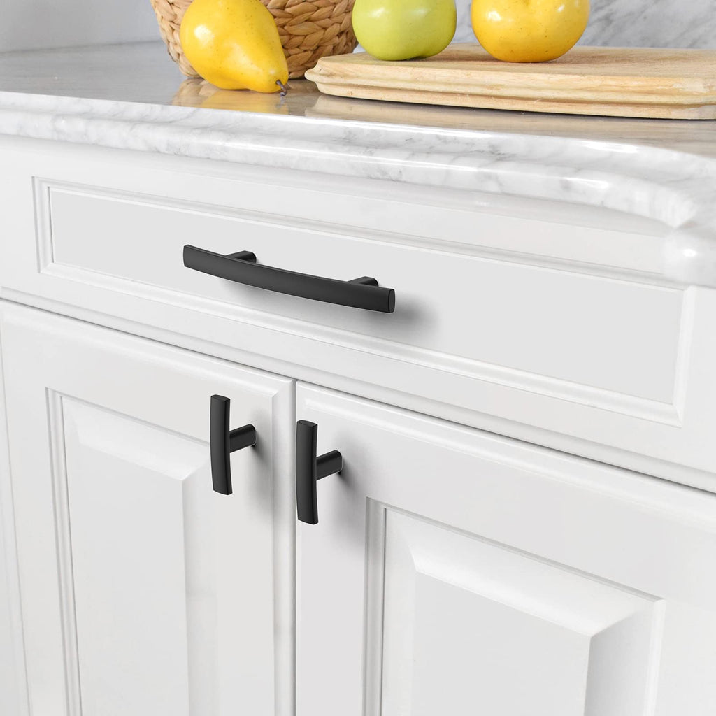 10 Pack Matte Black 3 Inch(76mm) Hole Centers Kitchen Cabinet Pulls Hardware Kitchen Handles for Cabinets Cupboard