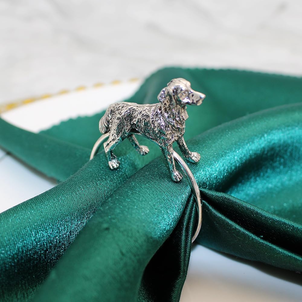 Napkin Rings Animal Napkin Rings Animal Napkin Rings Holder, for Family Gathering or Every Day (Dog (Silver)) - Set of 8