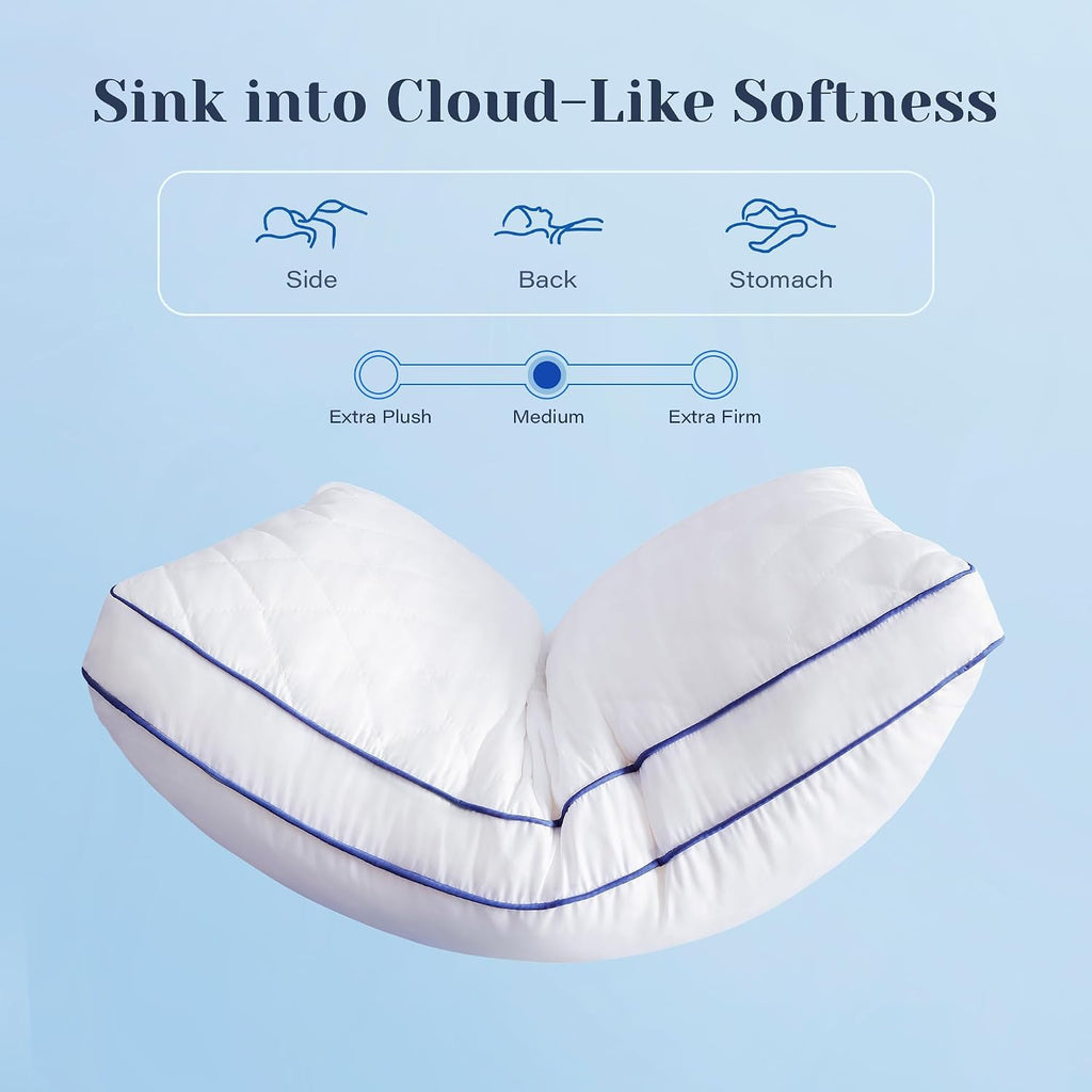 Shredded Memory Foam Pillows King Size Set of 2, Soft Bed Pillow for Side and Back Sleepers, Medium Firm Pillows 2