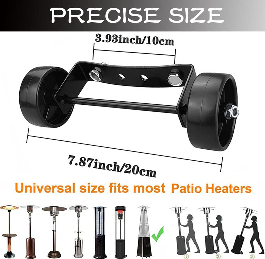 Universal Patio Heater Wheel Kit-Easy to Move/Install-Gas Patio Heater Replacement Universal Movable Wheel, Patio