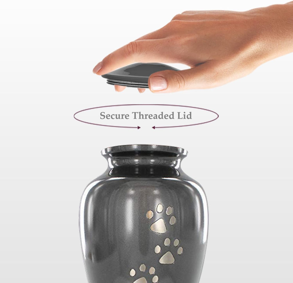 Pet Urn for Dogs and Cats Ashes, Paws Print Grey Cremation Urns for Pets - Grey, Small Up to 17lb