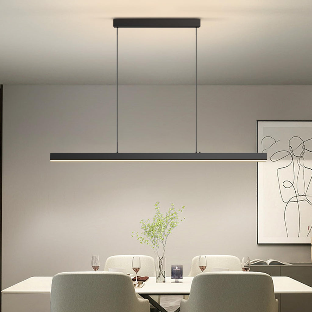Modern Ceiling Pendant Lights,39in LED Black Linear Chandelier with Remote Control 3000k-6000K Adjustable Color