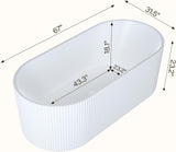 59 Inch Acrylic Freestanding Bathtub, Deep Soaking Tub with Non-Slip Base, cUPC Certified Free Standing Tub, Chrome