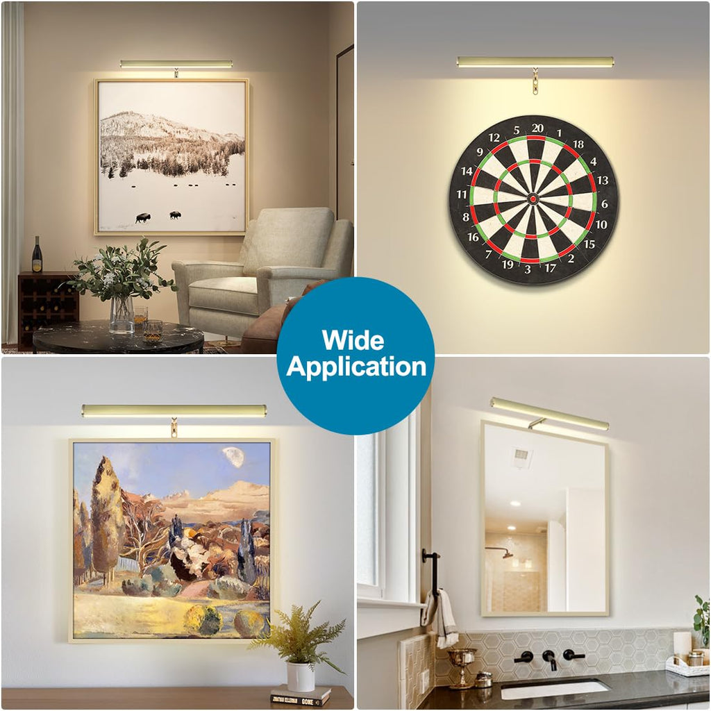 14 inch Plug in LED Picture Lights for Wall, Antique Brass