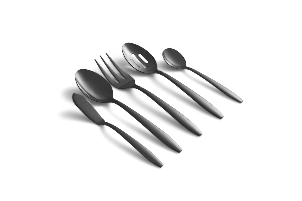 Mathison Black Sand/Mirror 45-Piece Flatware Set